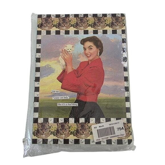 102. Anne Taintor Crazy Cat Lady Vintage Style Notebook Retro Collage Journal - Picture 1 of 10